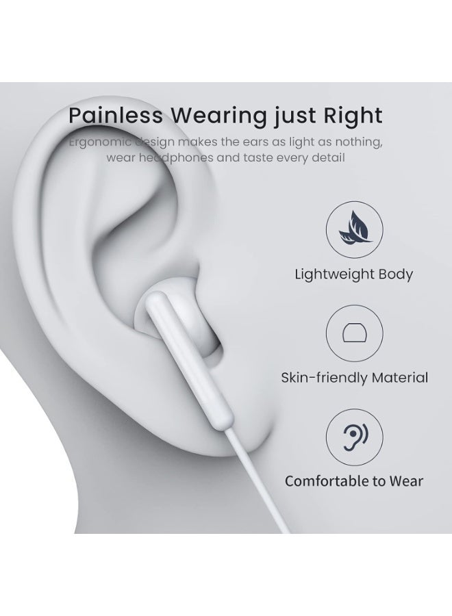 ترينفي سماعات أذن سلكية داخلية مزودة بميكروفون، تعمل بمنفذ USB-C، متوافقة مع أجهزة iPhone 15 Pro Max و16 Pro Max و17 Pro Max وiPad Pro وiPad Air وGalaxy S21 Ultra وS20 FE وNote 10 وGoogle Pixel 6 و5 و4XL وOnePlus 9 و8. - Image 2